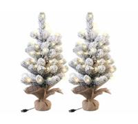 2 sapins de Noël USB artificiels enneigés 50 LED - 56 cm Infactory