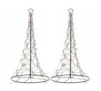 2 sapins métalliques 250 cm avec guirlande 720 LED et étoile lumineuse Lunartec