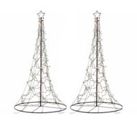 2 sapins métalliques 5 m avec guirlande 1440 LED et étoile lumineuse Lunartec