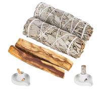 2 sauge blanche et 2 palo santo de qualité supérieure californienne, récolte 100 % contrôlée et durable, élimine les énergies négatives, pour rituels énergétiques et spirituels