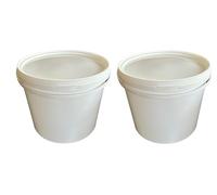 2 seau de 3 litres avec couvercle blanc, à lait / stockage empilable, miel, en plastique approbation alimentaire, récipients sécurité vide pour farine, eau, pièce