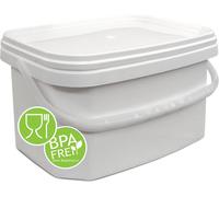 2 seaux de 5 litres avec couvercle blanc 5,6 litres pleins à ras bord Seau en plastique rectangulaire alimentaire empilable étanche à l'air sans BPA