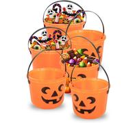 2 Seaux En Forme De Citrouille ¿ Nourriture, Légume, Halloween, Horreur Décoration Pour Fêtes D'anniversaire, Soirées Déguisées; Halloween Et Carnaval. Orange