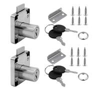 2 serrures de tiroir en alliage avec clé, avec 2 serrures et 12 vis en acier inoxydable, serrure d'armoire, serrure à came, convient pour armoires, tables et commodes, etc.