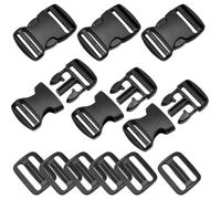 2 Set 38mm /1.5inch Boucles en Plastique à Déclenchement Latéral et Tri-Glide Curseur de Sangle, Buckles Clips and Tri-Glide Slides, Flat Side Release Buckles