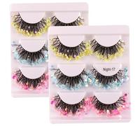 2 Set 6 Pairs Eyelles de paillettes, Clusters 3D Soft & Safe Lash, cils colorés confortables avec des paillettes, Full Curly Fals Cils à