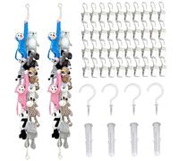 2 Set 79 Chaîne de stockage en peluche avec 40 clips Corde en coton suspendue Chaîne d'affichage en peluche pour la salle de jeux pépinière