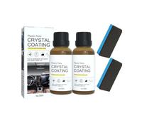 2 Set Autoglow Car Trim Restoration Crystal Coating+Applicator Sponge,Agent de revêtement en plastique pour voiture,Crystal Coating pour la Voiture,Agent de revêtement intérieur de voiture