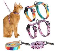 2 Set Cat Harnness and Lash Cats Escape Proof Proof Adjustable Cat Harness, léger Chaton Doux et Confortable pour Marcher en extérieur pour Les Petits Chats Moyens de Petits Chats Moyens