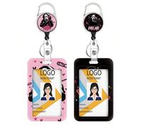 2 set De Porte-badges Avec Clip À Bobine Rétractable, Lanière, Porte-carte D'identité, Étiquette Nominative, Pochette En Plastique Transparent Pour Étudiant, Infirmière, Bureau, Porte-clés Taille Uniq