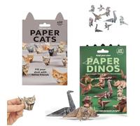 2 Set DIY Paper Cats, Funny 50 Kitten Origami de différentes formes, Kit d'artisanat en papier origami mignon chaton/chien/dinosaures, Kit d'artisanat bricolage d'animaux d'origami simple (#B)