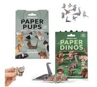 2 Set DIY Paper Cats, Funny 50 Kitten Origami de différentes formes, Kit d'artisanat en papier origami mignon chaton/chien/dinosaures, Kit d'artisanat bricolage d'animaux d'origami simple (#C)