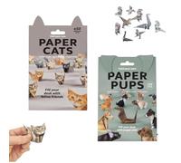 2 Set DIY Paper Cats, Funny 50 Kitten Origami de différentes formes, Kit d'artisanat en papier origami mignon chaton/chien/dinosaures, Kit d'artisanat bricolage d'animaux d'origami simple (#A)