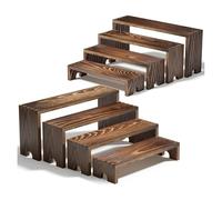 2 Set Présentoir Buffet 4 Niveaux en Bois Massif, Étagère Escalier pour Présentation Apéritif, Organisateur Parfum, Vitrine Figurine, Support Livre, Rangement Coiffeuse, Plateau Rehausseur Décoratio
