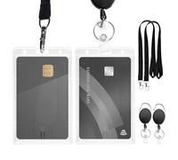 2 SetPorte Carte avec Cordon Badge, Porte Badge Transparent avec dragonne, Porte-carte transparent avec cordon anneau rétractable pour bureau et école