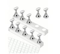2 sets (10 pièces au total) - Plateau d'affichage pour nail art, set de support pour nail art (base seulement), support pour nail art avec pince, support pour tenir la main pour la pratique des ongles