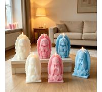 2 sets de bougies parfumées moulées à la main avec motifs de Vierge Marie, cœur et rose. Accessoires de photographie, décoration de maison pour les fêtes, célébrations familiales et cadeaux de fête. 4