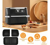 2 sets de tapis de cuisson en silicone pour friteuse à air pulsé Flexi Drawer, accessoires pour AF500UK, accessoires réutilisables pour friteuse à air, 1x10,4 L et 2x5,2 L Intégré,Deux en un,triplerSi