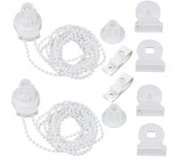 2 Sets Fixation pour Store Enrouleur 25mm, Supports de Serrage pour Store en Plastique avec Chaîne Perlée de 3m, Vis, Embrayage, Piliers et Pinces, Kit de Réparation pour Store Fenetre Volets Roulants