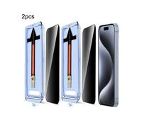 2 Sets for iPhone 15 Pro Max Anti Spy Tempered Glass Screen Protector with Automatic Dust Removal To