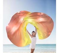 2 Sets of 55 x 78" Dance Metallic Semicircle Worship Angel Wing Flags with Scalable Rods - Praise Flags Worship Silk Flex Flag for Dance Church Performance-yellow-red