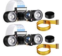 2 Sets pour Module de Caméra Raspberry PI 5MP OV5647 1080P Capteur de Webcam Vidéo Caméra pour Raspberry Pi B/B RPi 4/3/ 2/1/ Zero/Zero W avec Câble FFC (Mise au Point Réglable)