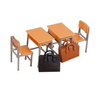 2 Sets Puppenhaus Möbel - DIY Miniaturhaus Bausätze | Miniatur Schreibtische & Stühle Mit Schulranzen | Puppenhaus Klassenzimmer Zubehör Für Kinder Rollenspiel & Deko | DIY Miniaturhaus Set