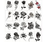 2 Sets Tatouage Ephemere Étanche Femelle Noir Rose Petit Motif Tatouage Temporaire Couverture Cicatrice Clavicule Bras Simulation Autocollant