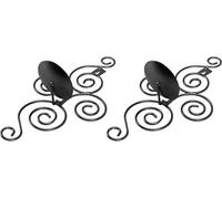 2 Sets Wall Candle Holder Foldable European Style Swirl Wrought Iron Wall Hanging Candlestick Holder Home Decoration Black (Bougeoir mural pliable en fer forgé)