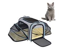 2 Sides Expandable Pet Carrier, Airline Approved Soft-Sided Travel Bag for Cats and Dogs, Crate with Removable Fleece Pad, Perfect for Small Pets Puppy Kitten 46x28x28cm