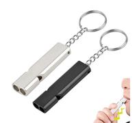 2 Sifflets de Survie à Double Tube, Sifflet d'Urgence 120dB avec Porte-clés pour Randonnée, Camping, Sport et Sécurité (Argent et Noir)