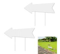 2 Signe De Pieu De Cour Signe De Pelouse Avec Piquet Par Ici, Signe De Pieu Panneau De Signalisation Directionnel Signe Au Sol Extérieur Plastique Blanche Tableau D'écriture