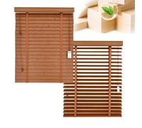 2" Slats Wood Blinds for Indoor Windows, Solid Wooden Blackout Blinds & Shades, Black Out Privacy Horizontal Blinds for Home Bedroom Bathroom Living Room Windows and Doors(Brun a)