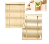 2" Slats Wood Blinds for Indoor Windows, Solid Wooden Blackout Blinds & Shades, Black Out Privacy Horizontal Blinds for Home Bedroom Bathroom Living Room Windows and Doors(Couleur Bois Naturel)