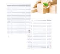 2" Slats Wood Blinds for Indoor Windows, Solid Wooden Blackout Blinds & Shades, Black Out Privacy Horizontal Blinds for Home Bedroom Bathroom Living Room Windows and Doors(Blanc)