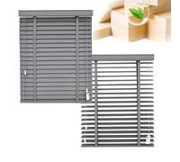 2" Slats Wood Blinds for Indoor Windows, Solid Wooden Blackout Blinds & Shades, Black Out Privacy Horizontal Blinds for Home Bedroom Bathroom Living Room Windows and Doors(Gris)