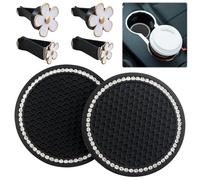 2 sous-Verres pour Voiture avec 4 Clips pour la Sortie d'air des Marguerites,sous-Verre Universel en Silicone pour Voiture,pour Tasses à café et Boissons.