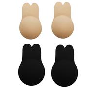 2 Soutien-gorge adhésif push-up invisible sans bretelles, Noir & Beige Pétales de Sein en Silicone, Stick-On Brassière Réutilisable Invisible pour Robes Sans Dos & Tenues Sans Bretelles