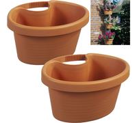 2 spacieux pots de fleurs en tube de descente, pots à plantes, Terra, 27 x 23 x 14 cm.