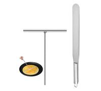 2 Spatule A Crepe,Spatule Crepe Party,éPandeur de Crêpes et Spatule en Acier Inoxydable,Kit D'Accessoires Fabrication CrêPes,Pour Poêle,Poignée à Beurre,RéSistante à La Chaleur,Jambon Palat Pancakes