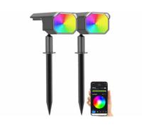 2 spots solaires connectés avec LED RVB CCT 100 lm Luminea Home Control