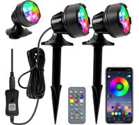 2 spots sous-marins RGB IP68 Éclairage amphibie de bassin Contrôle APP Changement de couleur lampe d'aquarium piscine bassin jardin