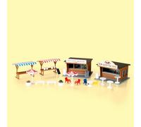2 stands de snack avec bancs, tables et chaises-HO-1/87-AUHAGEN 11352