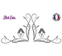 2 Stickers autocollants décor de vitre compatible pour Renault Camion Truck Ref: renT40 (Blanc)