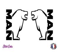 2 Stickers autocollants décor de vitre Man Camion Truck, peganitas, aufkleber, Ref: man026 (Noir)