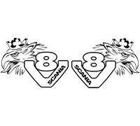 2 Stickers Autocollants Scania Griffon v8 Camion Truck, peganitas, aufkleber, Scania Ref: sc007 (Noir)