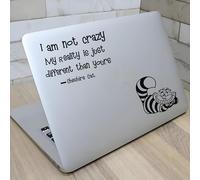 2 Stickers Chat du Cheshire - "Je ne suis pas fou" avec Citation Iconique d'Alice au Pays des Merveilles (11 x 25 cm, 2 pièces)