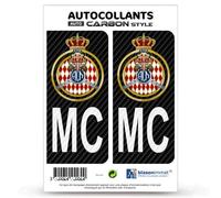 2 Stickers plaque immatriculation Auto Automobile MC Club de Monaco - Carbone-Style