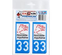 2 Stickers Premium En Résine 3d, Pour Departement 33 En Bleu (format Voitures)