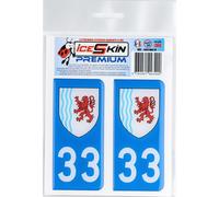2 Stickers Premium En Résine 3d, Pour Departement 33 En Bleu (format Voitures)